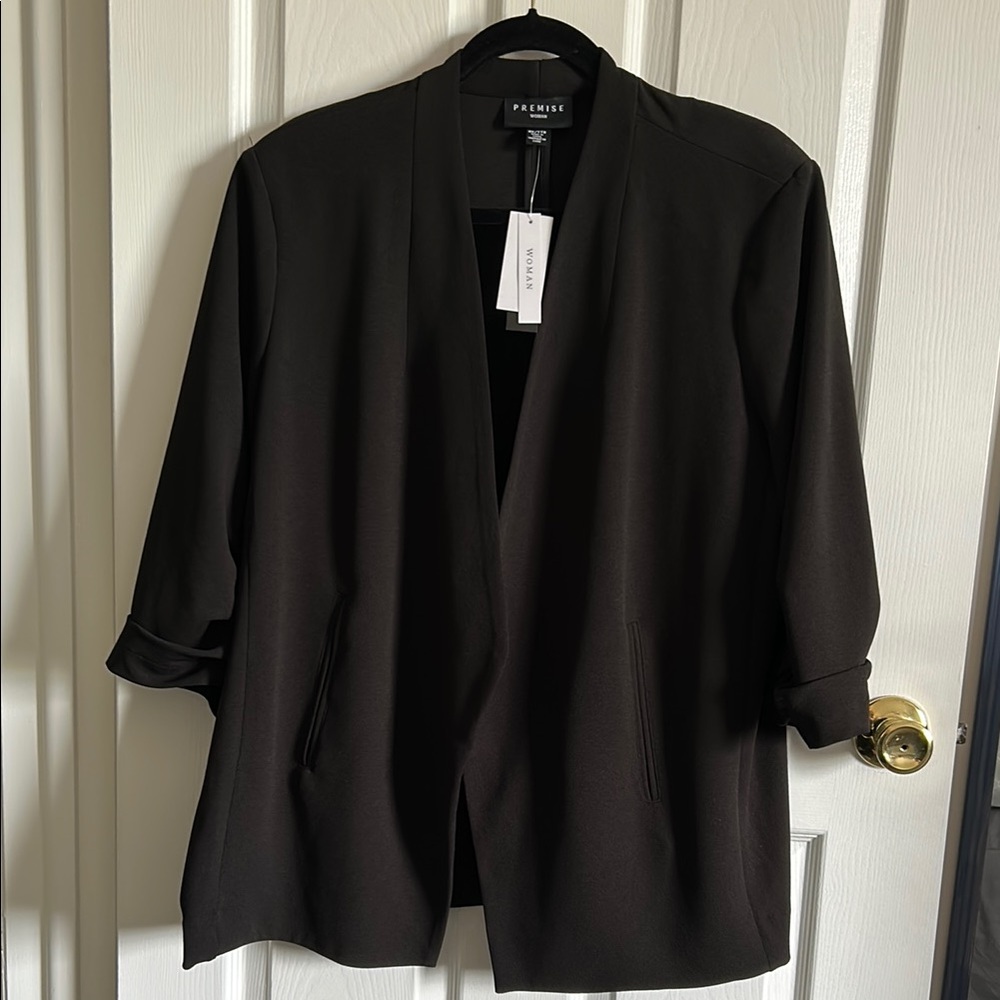 Premise Black Blazer with 3/4 Sleeves